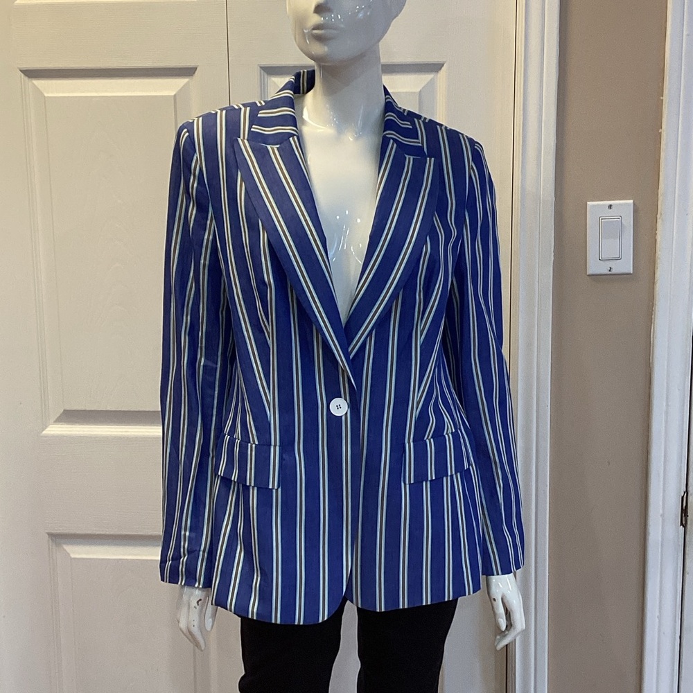 Marc Cain Blue Striped Women's Blazer